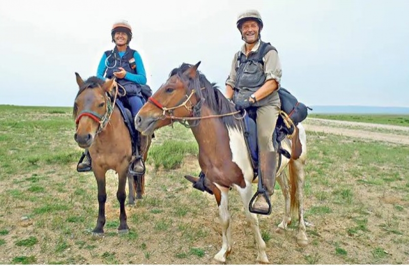 Owen and Rose taking part in the Mongol Derby